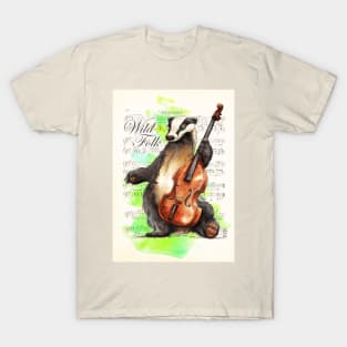 Wild Folk - Badger on Bass T-Shirt